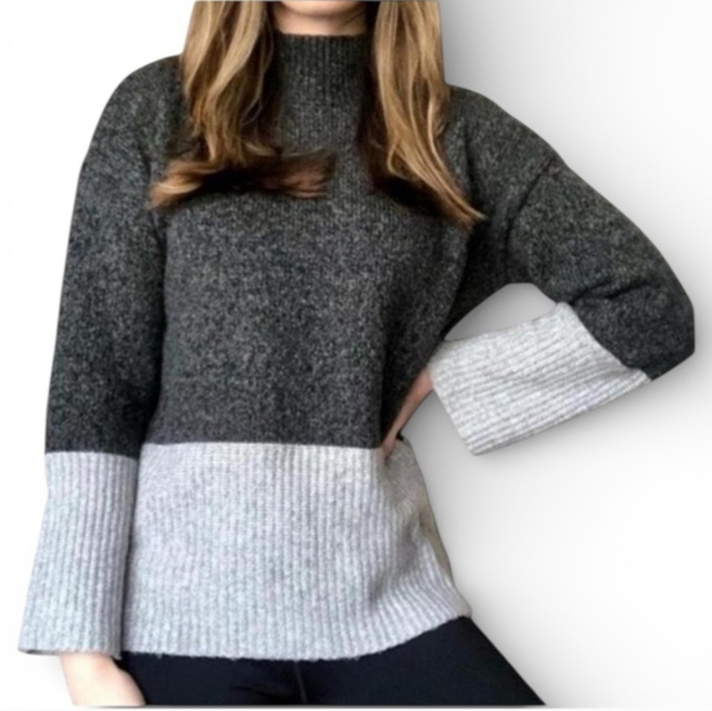 Michael Kors Two-Tone Mock Neck Sweater